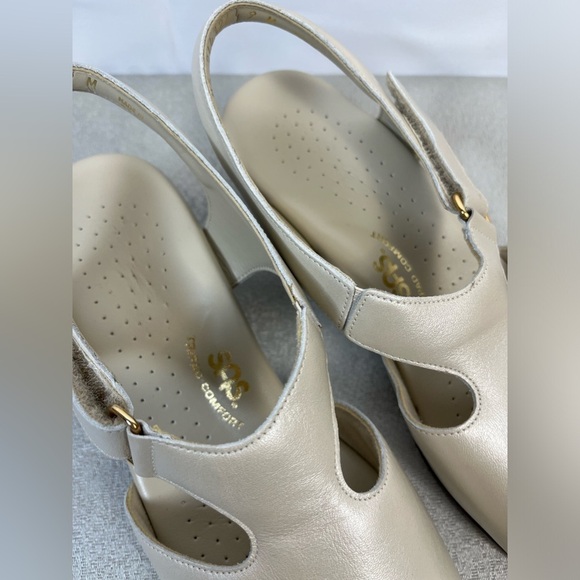 SAS Triple Comfort Suntimer Heeled Leather Ivory Sandals Womens 9M New - Picture 4 of 12